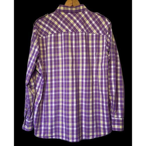 CAVI Product of Great Taste Long Sleeve Button Up Purple‎ Plaid Shirt Size XL - Picture 5 of 16